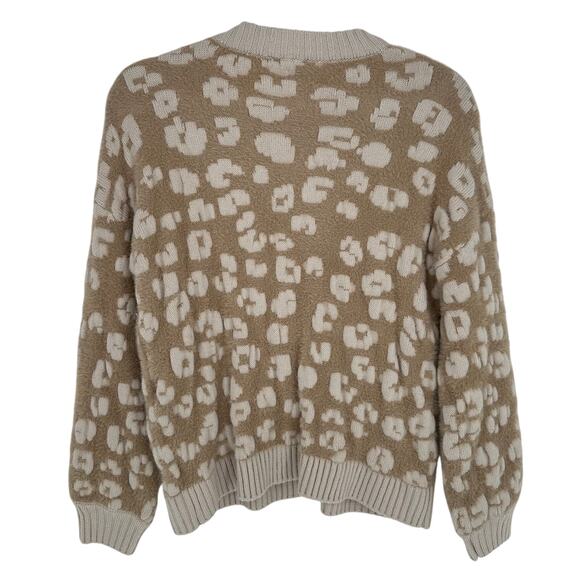 Splendid Tan Cream Floral Crew Neck Sweater Long Sleeve Crewneck Winter Casual S - Picture 2 of 7